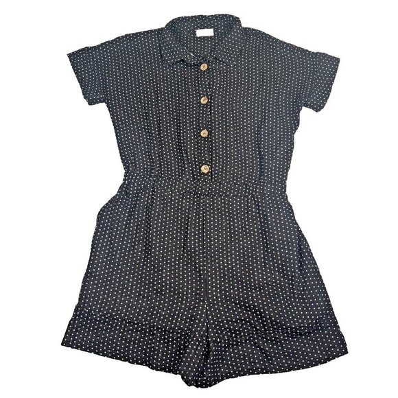 Orange Creek Black & White Polka Dot Romper Women's Size X-Large Casual Preppy - Picture 2 of 14
